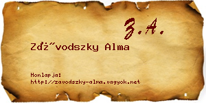 Závodszky Alma névjegykártya